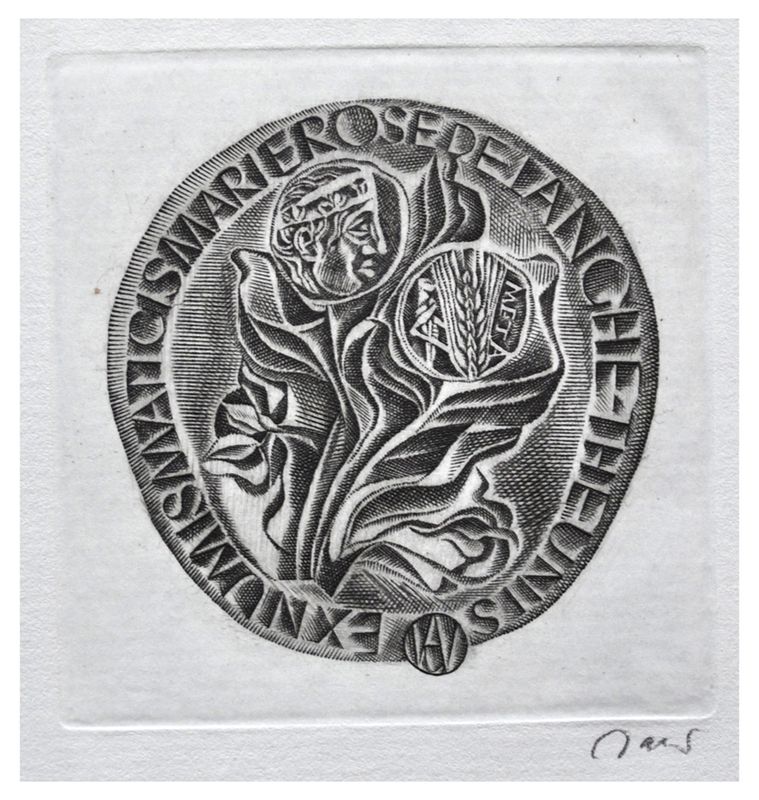 Jakubowski Wojciech (569/1983) Exlibris Marie Rose de Langhe Theunis, 55x55