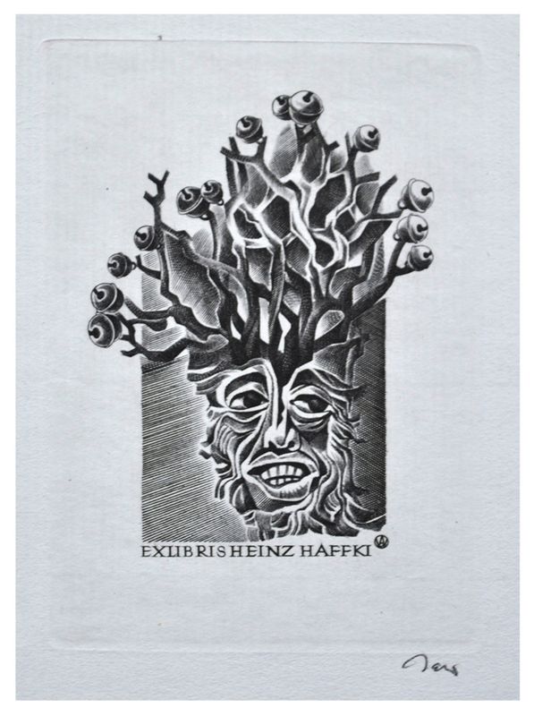 Jakubowski Wojciech (642/1988) Exlibris Heinz Haffki, 82x60
