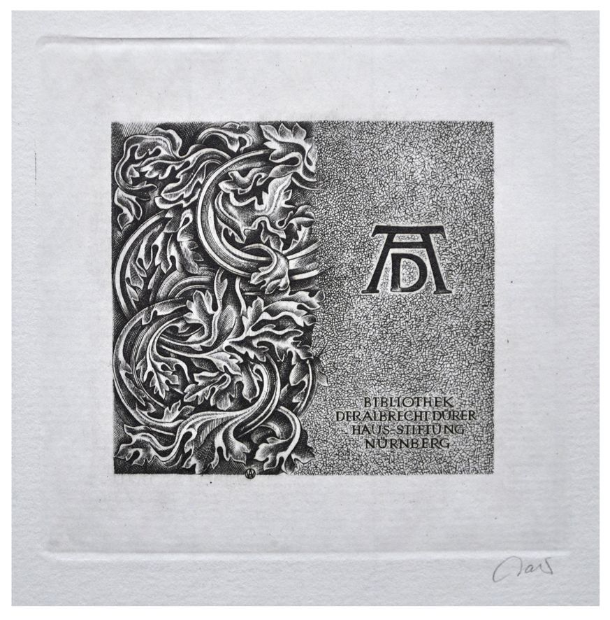 Jakubowski Wojciech (632/1987) Exlibris Bibliothek der Albrecht Dürer Haus-Stiftung Nürnberg I, 75x78