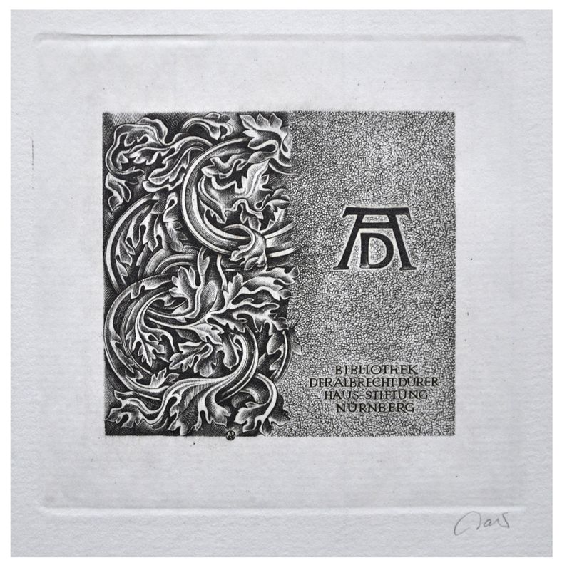 Jakubowski Wojciech (632/1987) Exlibris Bibliothek der Albrecht Dürer Haus-Stiftung Nürnberg I, 75x78