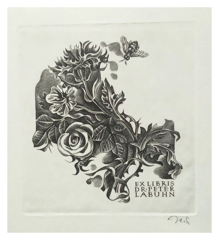 Jakubowski Wojciech (723/1995) Exlibris dr. Peter Labuhn, 72x68, trzy kwiaty