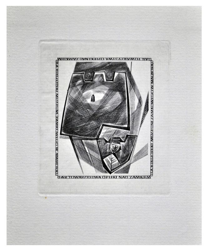 Jakubowski Wojciech (276/1966) Exlibris Dar Towarzystwa Opieki Nad Zamkiem ... w Malborku, 68x60