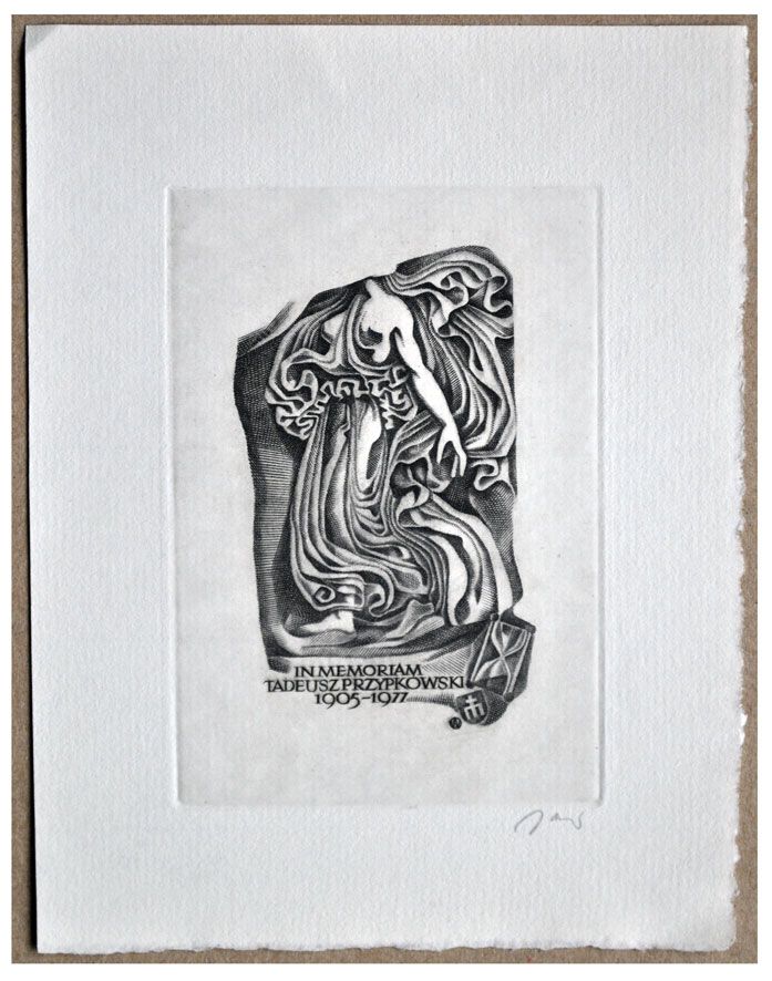 Jakubowski Wojciech (510/1979) Exlibris in memoriam Tadeusz Przypkowski, 87x60, grecki relief