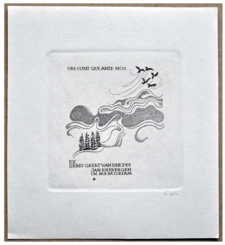 Jakubowski Wojciech (878/2003) Exlibris Geert van der Zee - Jan Rhebergen in memoriam, 75x72, ptaki