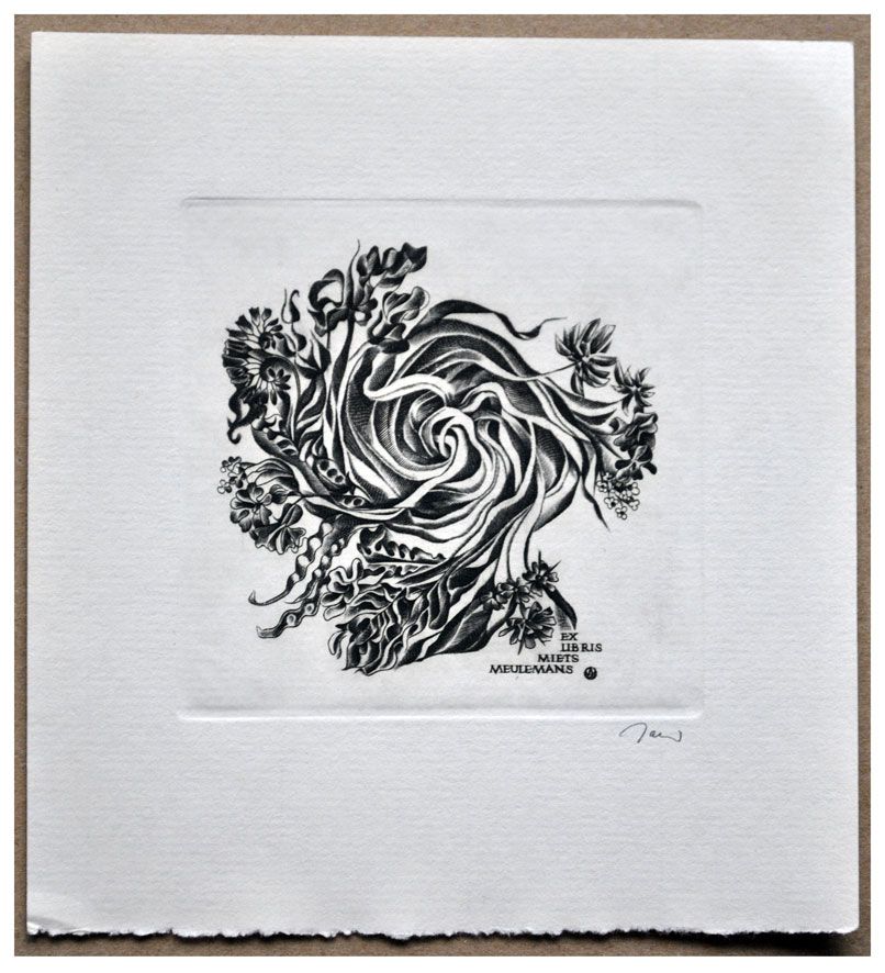 Jakubowski Wojciech (593/1984) Exlibris Miets Meulemans, 71x72, kwiaty