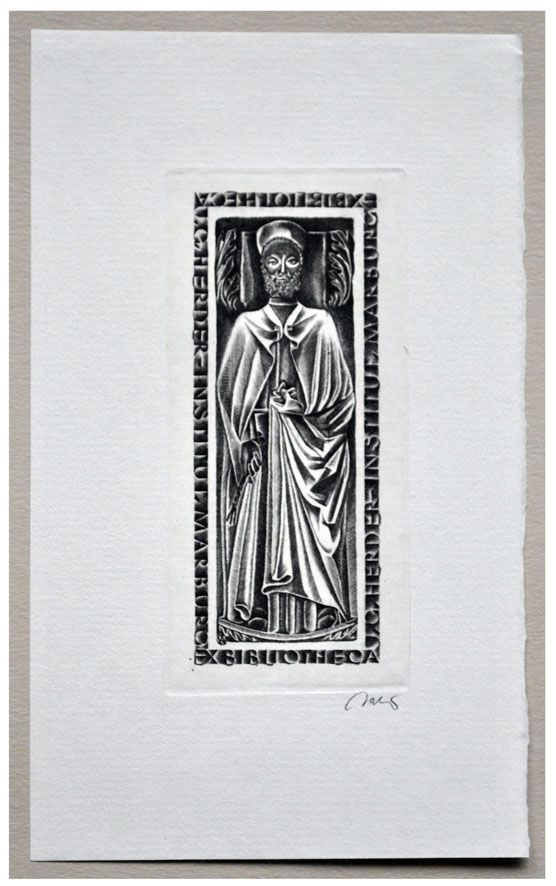 Jakubowski Wojciech (602/1985) Exlibris J.G. Herder Institut Marburg, 92x43, grobowiec