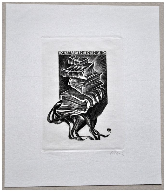 Jakubowski Wojciech (620/1986) Exlibris P.J.J. Peijnenburg, 73x53, książki