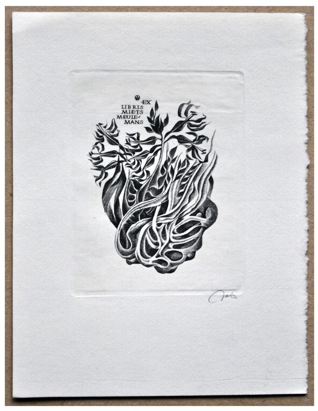 Jakubowski Wojciech (670/1990) Exlibris Miets Meulemans, 67x51, kwiaty polne