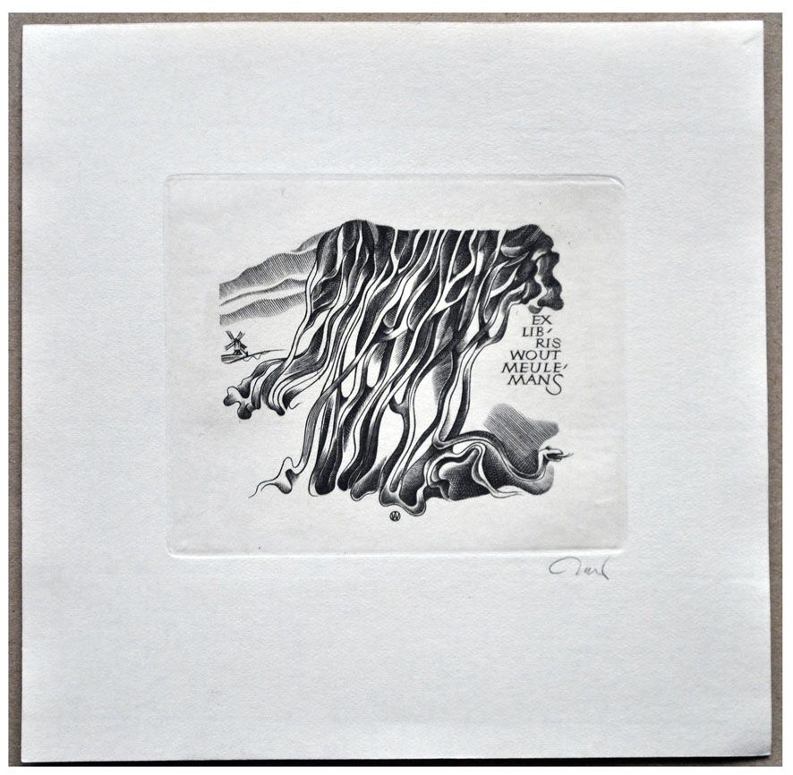 Jakubowski Wojciech (726/1995) Exlibris Wout Meulemans, 61x74, wiatrak