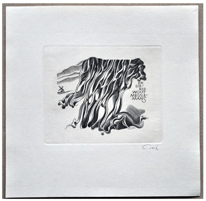 Jakubowski Wojciech (726/1995) Exlibris Wout Meulemans, 61x74, wiatrak