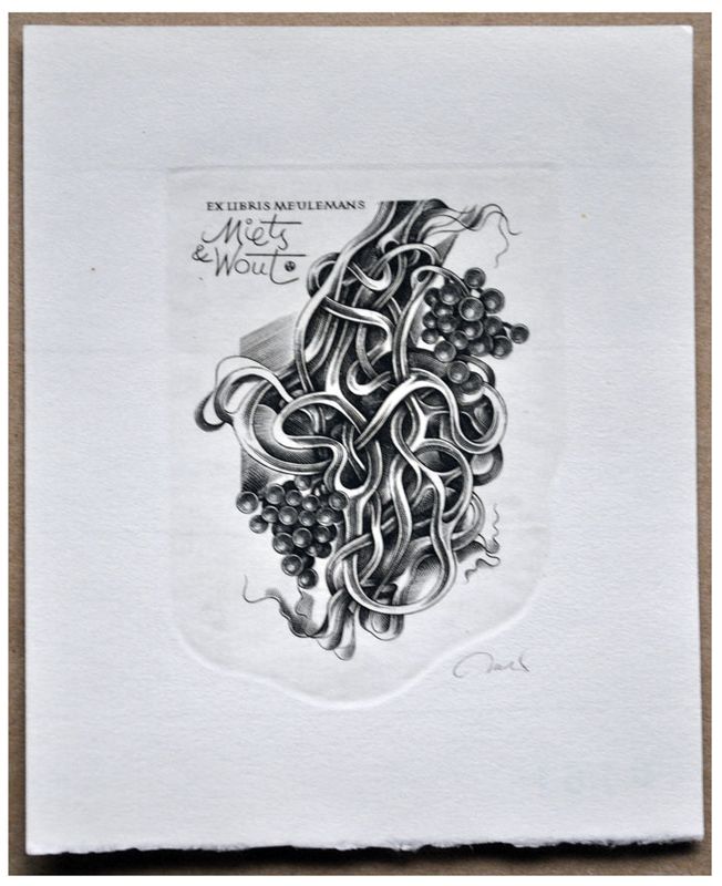 Jakubowski Wojciech (708/1993) Exlibris Miets &amp; Wout Meulemans, 79x58, winogrona
