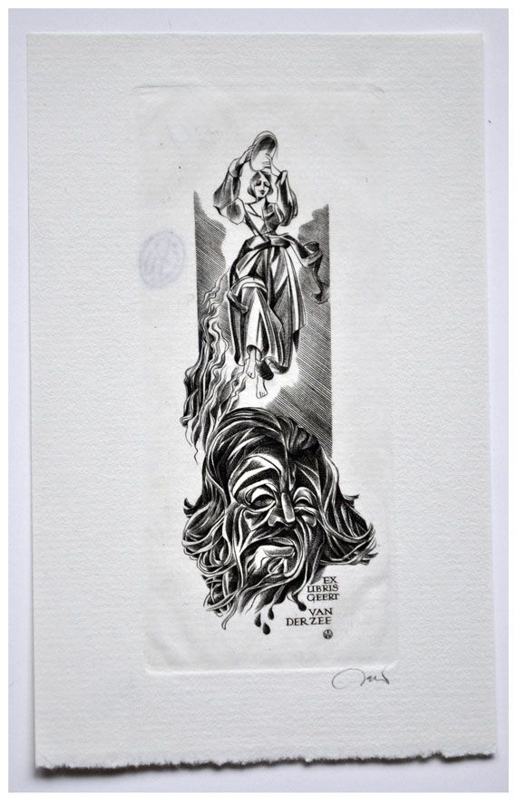 Jakubowski Wojciech (693/1991) Exlibris Geert van der Zee, 102x43, Judyta i Holofernes