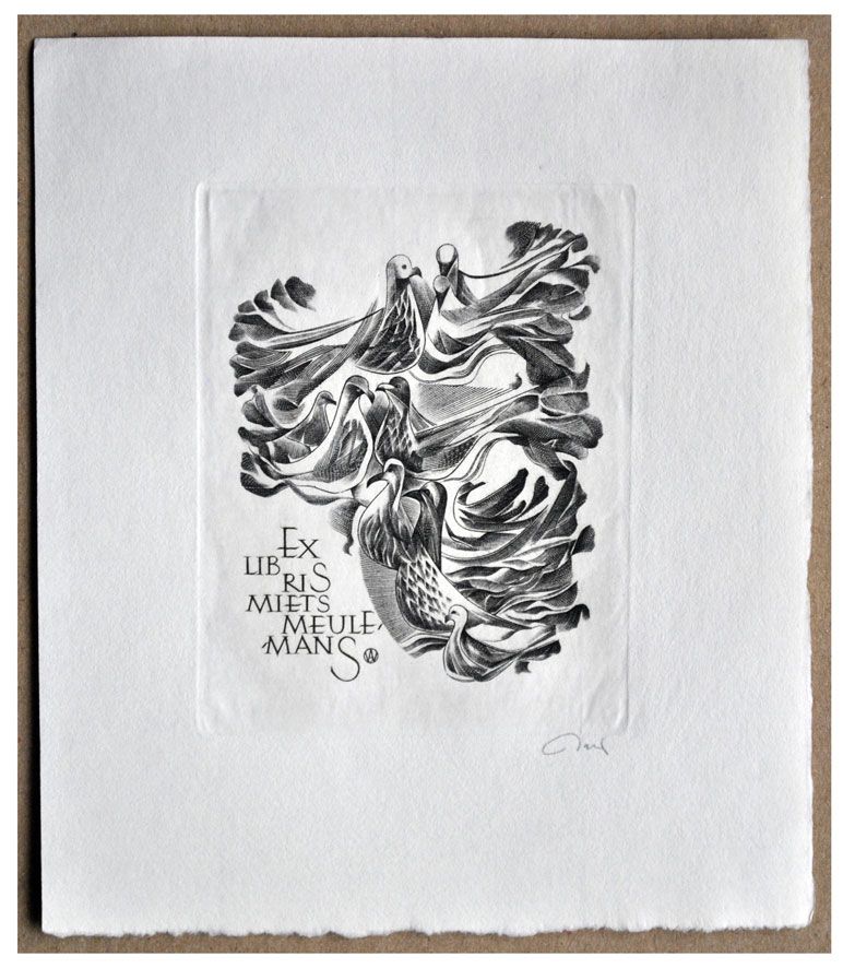 Jakubowski Wojciech (684/1991) Exlibris Miets Meulemans, 80x62, ptaki
