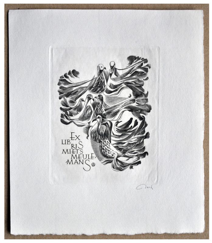 Jakubowski Wojciech (684/1991) Exlibris Miets Meulemans, 80x62, ptaki