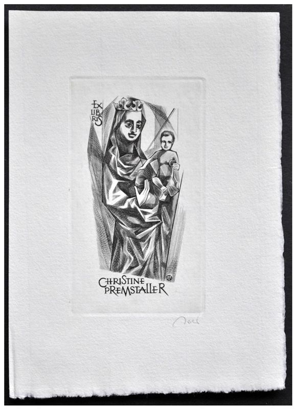 Jakubowski Wojciech (278/1966) Exlibris Christine Premstaller, 80x45, gotycka Madonna