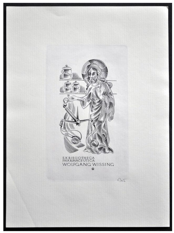 Jakubowski Wojciech (901/2005) Exlibris Wolfgang Wissing, 60x90, Chrystus jako aptekarz