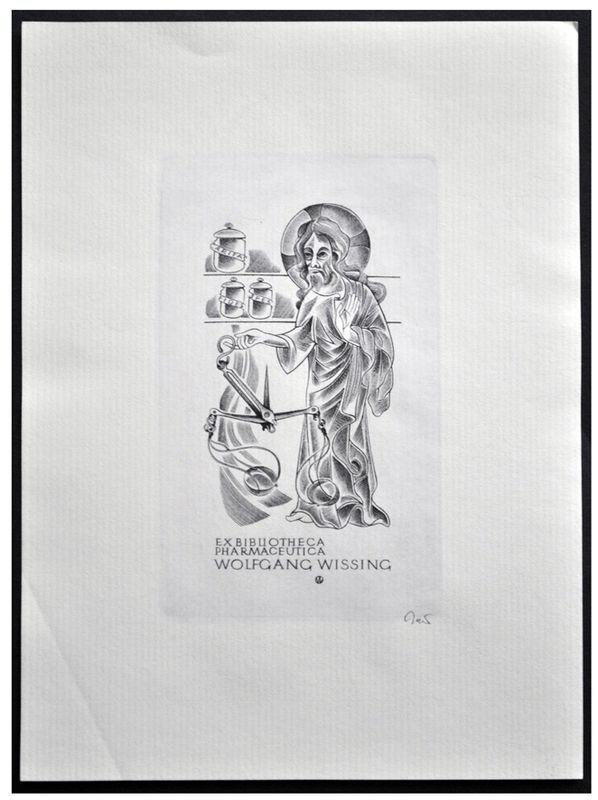 Jakubowski Wojciech (901/2005) Exlibris Wolfgang Wissing, 60x90, Chrystus jako aptekarz