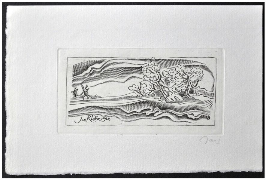 Jakubowski Wojciech (547/1981) Exlibris Jan Rhebergen, 45x83, krajobraz