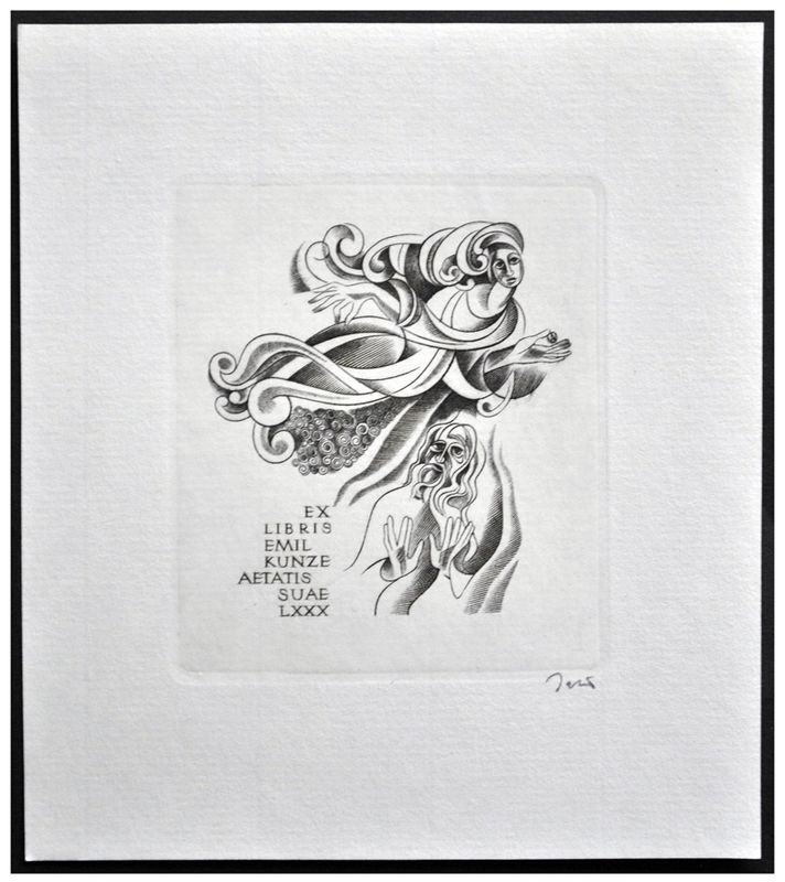 Jakubowski Wojciech (805/2000) Ex libris Emil Kunze. Aetatis suae…, 77x67, postacie ludzi