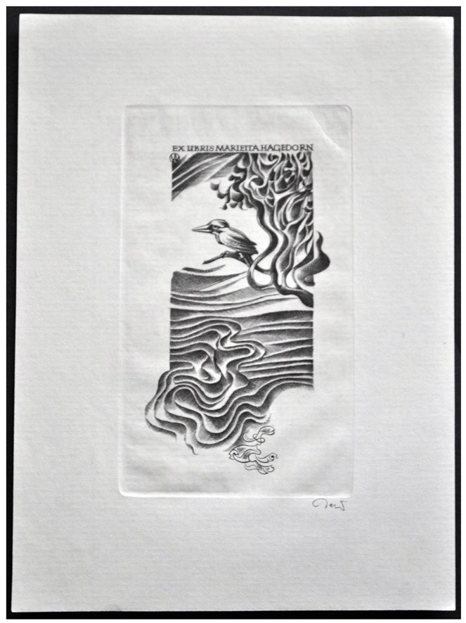Jakubowski Wojciech (737/1996) Exlibris Marietta Hagedorn, 102x60, zimorodek