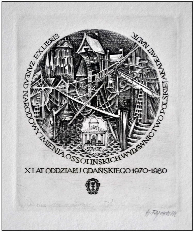 Feilhauer Henryk (06) Exlibris Zakład Narodowy Imienia Ossolińskich Wydawnictwo Polskiej Akadami Nauk, 1980, C2