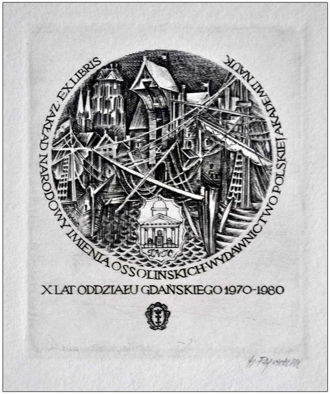 Feilhauer Henryk (06) Exlibris Zakład Narodowy Imienia Ossolińskich Wydawnictwo Polskiej Akadami Nauk, 1980, C2