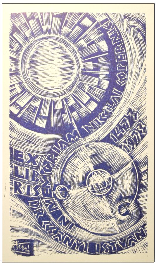 Trojan Marian (02) Exlibris in Memoriam Nicolai Copernici, X2, 1973