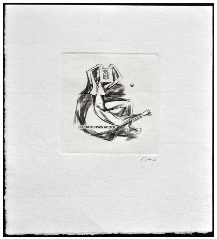 Jakubowski Wojciech (174/1963) Ex libris dr Stanisław Aulich, 52x50, akt
