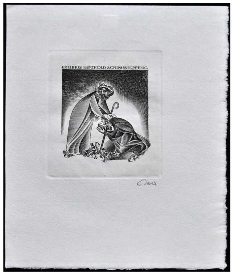 Jakubowski Wojciech (674/1990) Ex libris Berthold Schimmelpfeng, 57x50