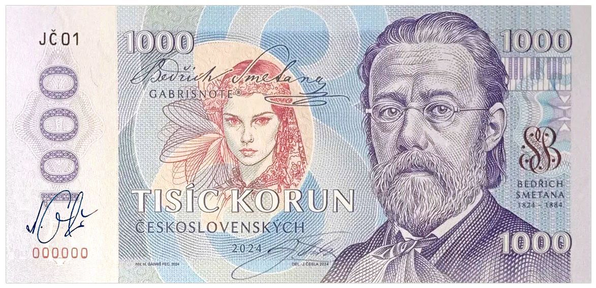 2024/14de Bedrich Smetana (seria JC01 000000) + autograf Jozefa Česli + autograf Mateja Gábriša