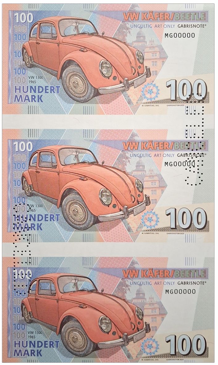 2025/11d Mini samochody 100 marek VW Garbus (arkusz) + perforacja CANCELED