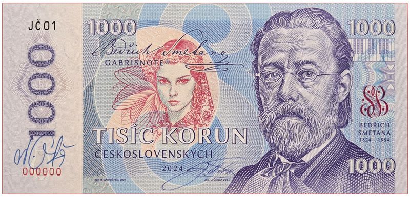 2024/14g Bedrich Smetana (seria JC01 000000) + autograf Jozefa Česli + autograf Mateja Gábriša