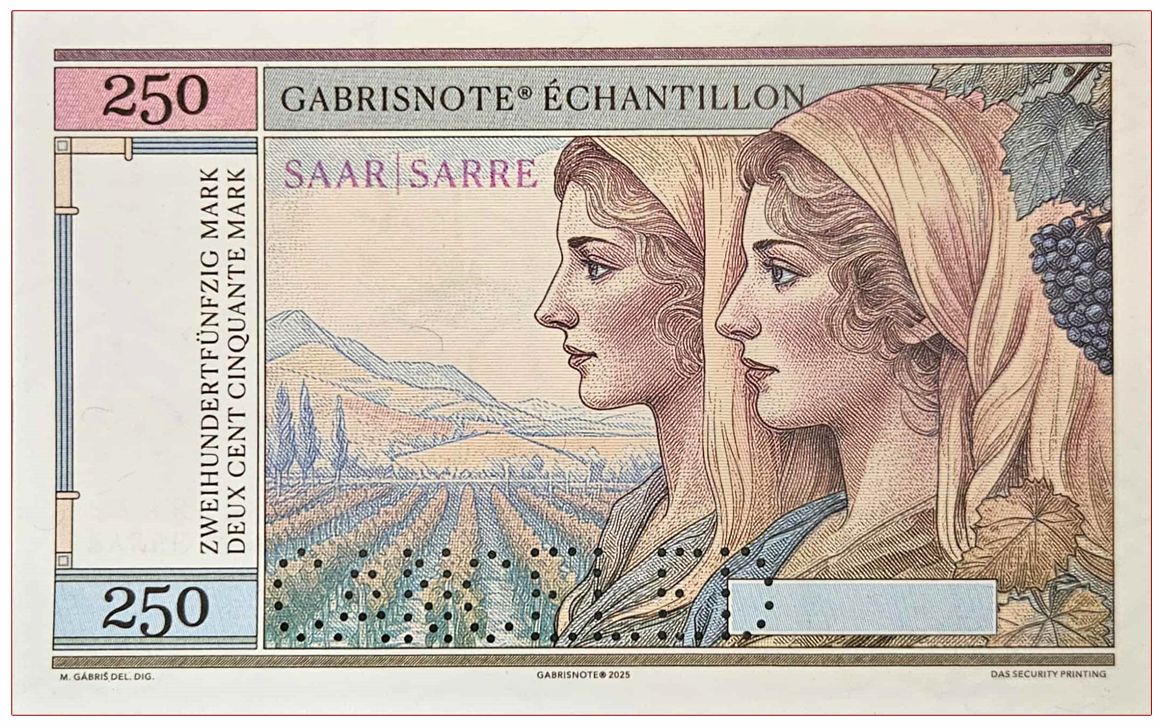 2025/13c Saar / Sarre Ludwidskirche (1775-2025) wariant A (bez serii i numeru) + perforacja CANCELED