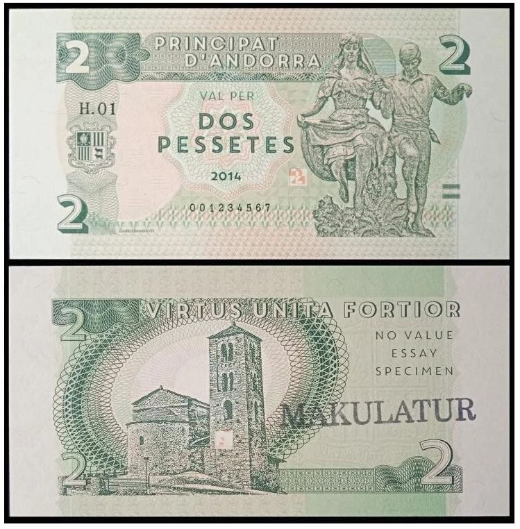 2014 2 pesety Andorra (MAKULATUR)