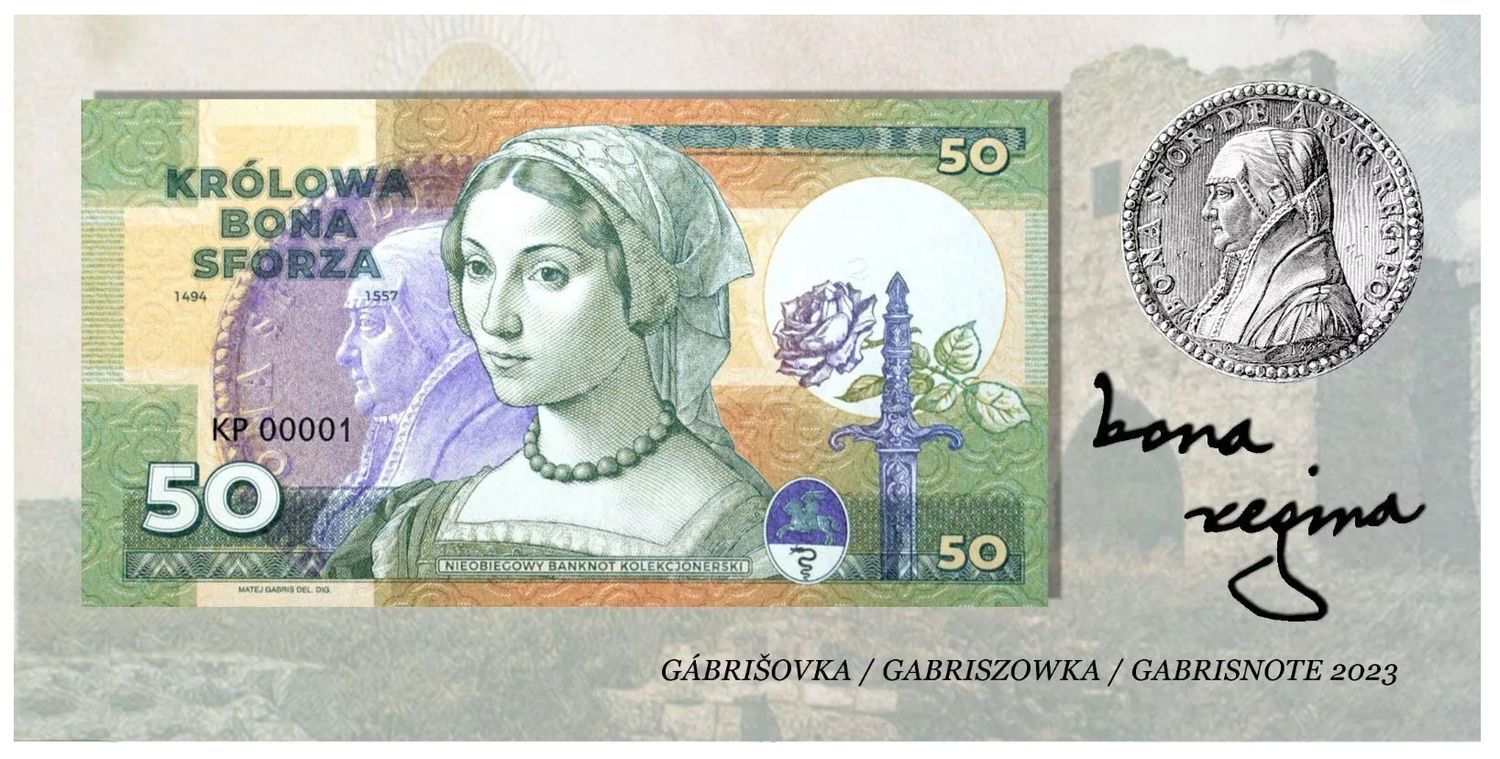 2023/15c Królowe Polski Bona Sforza (zestaw seria KP + KP z perforacją CANCELED) - wariant A (zielony) w etui