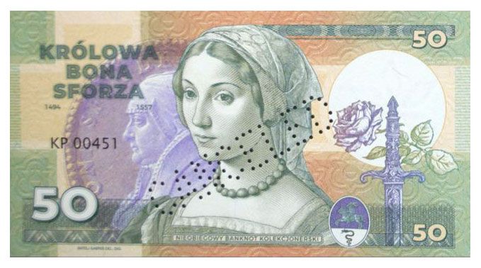 2023/15b Królowe Polski Bona Sforza (seria KP) wariant A (zielony) + perforacja CANCELED)