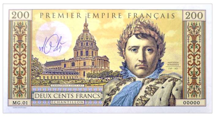 2021/04bg 100 franków Napoleon Bonaparte (MG.01 00000) + autograf Mateja Gábriša