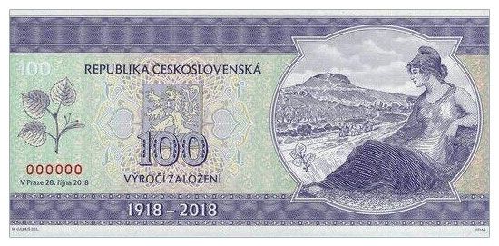 2018 100 koron Czechosłowacja 100. rocznica Czechosłowacji
