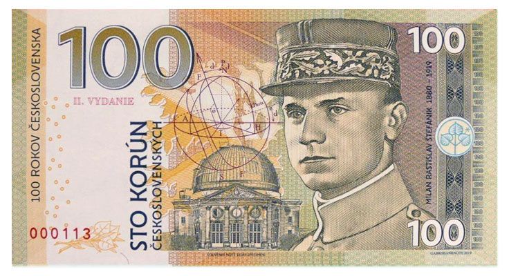 2019/20b 100 koron Milan Rastislav Stefanik (Ivanka) II wydanie