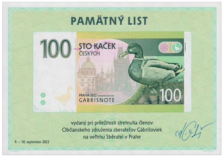 List pamiątkowy (3) - spotkanie kolekcjonerów gabriszowek (Praga, 9-10. września 2022) + autograf Mateja Gábriša
