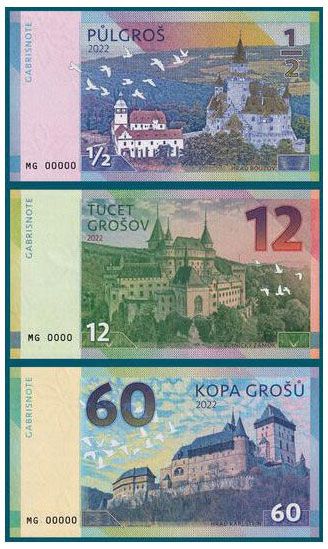 2022/11a 1/2, 12, 60 groszy Czechosłowackie zamki i pałace (zestaw)