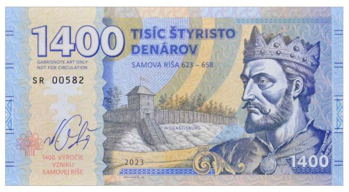 2023/05ag 1400 denarów Państwo Samona (seria SR) + autograf Mateja Gábriša