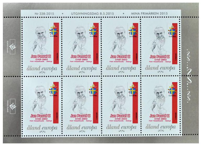 2018 Wyspy Alandzkie Jan Paweł II - 40. rocznica wyboru (III) arkusz