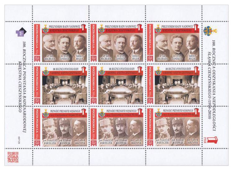 KP042-44 100. Rocznica powstanie Rady Narodowej Księstwa Cieszyńskiego (arkusz)