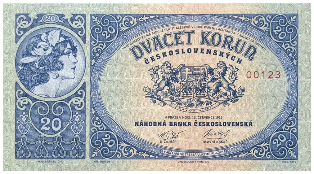 2025/01a 20 koron czechosłowackich 1919 (numerowana bez serii)