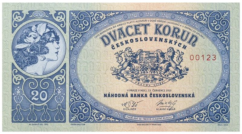 2025/01a 20 koron czechosłowackich 1919 (numerowana bez serii)