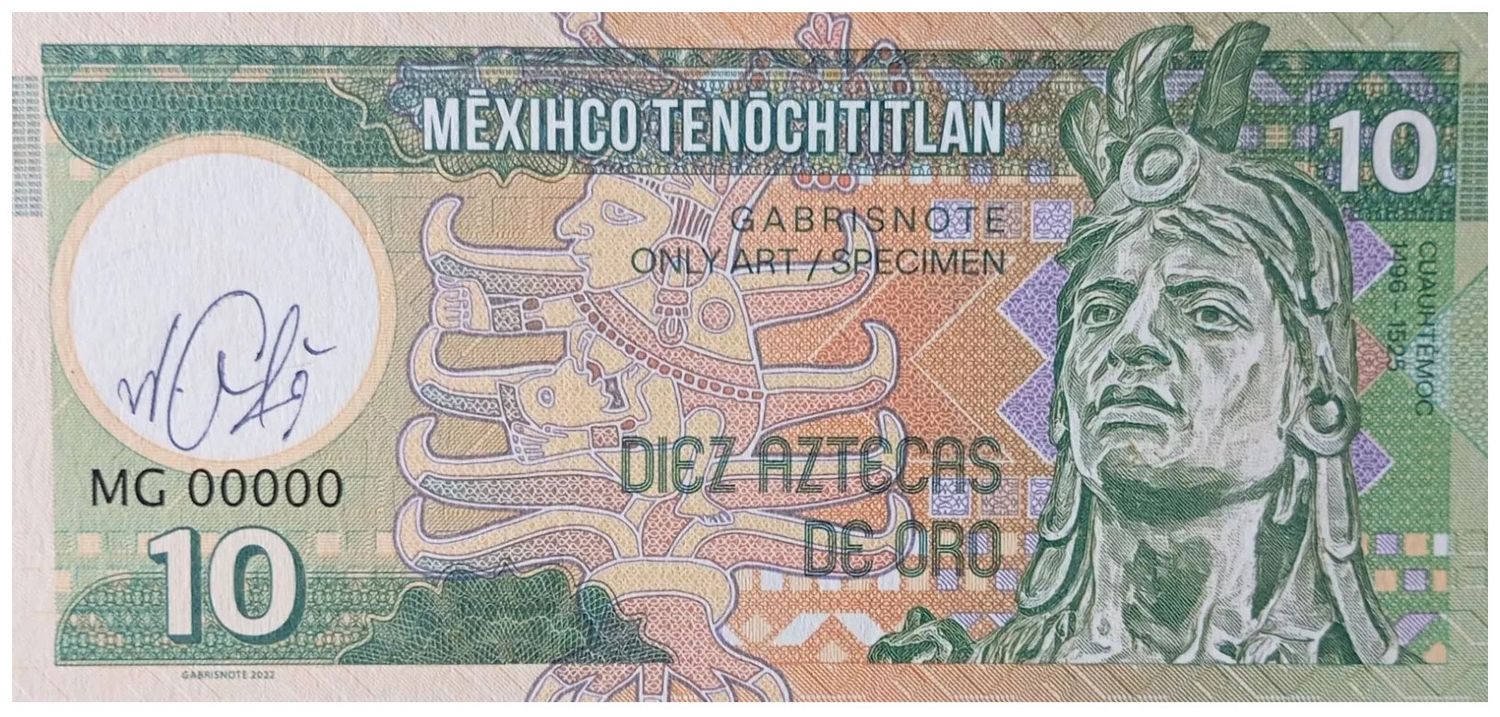 2023/09bg 10 złotych azteckich (seria MG00000) + autograf Mateja Gabriša