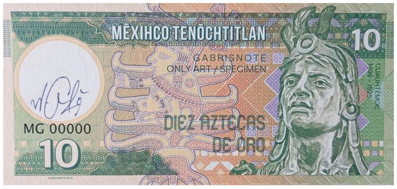 2023/09bg 10 złotych azteckich (seria MG00000) + autograf Mateja Gabriša