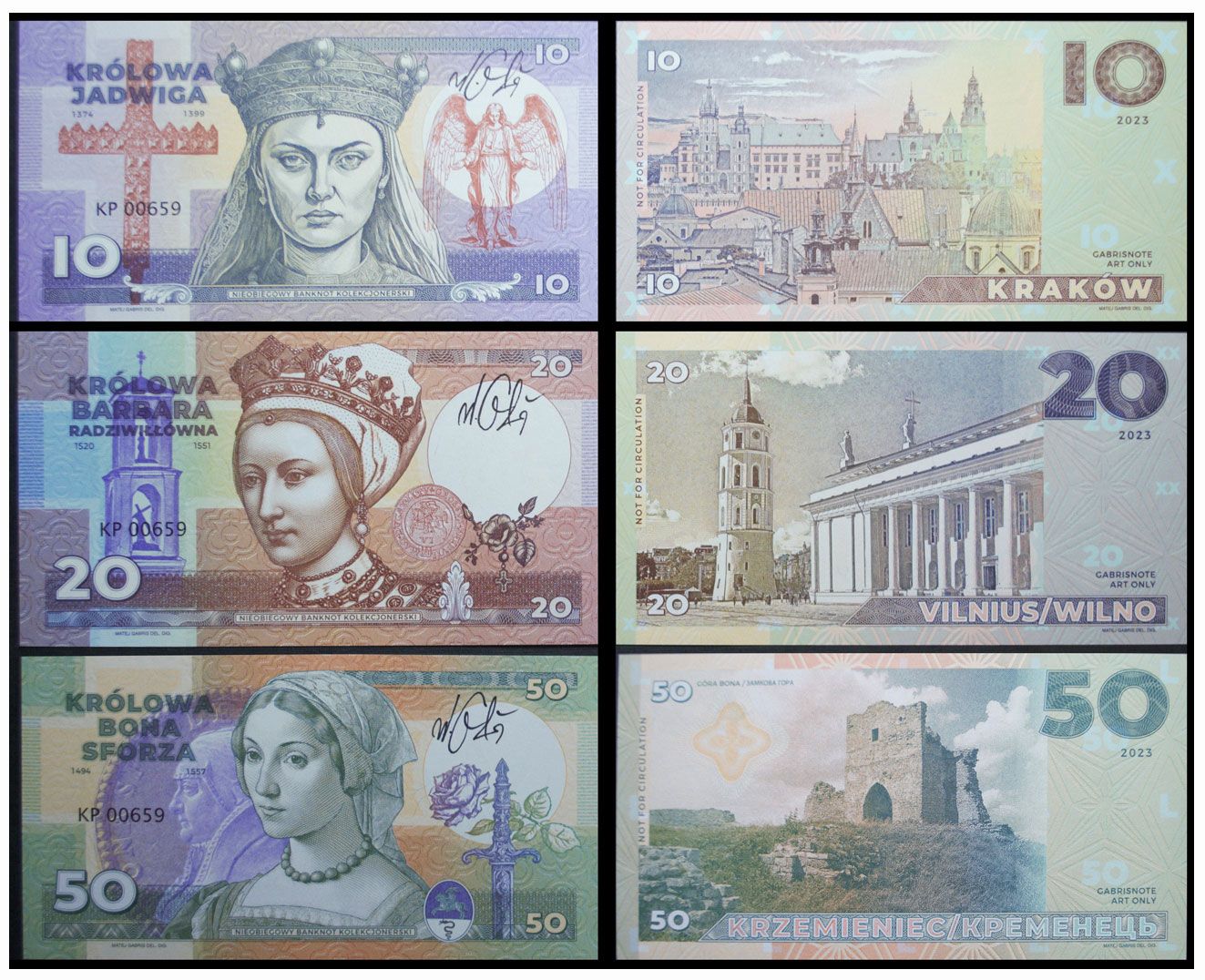 2023/15e Królowe Polski - zestaw (seria KP) - Bona wariant A (zielony) + autografy Mateja  Gábriša