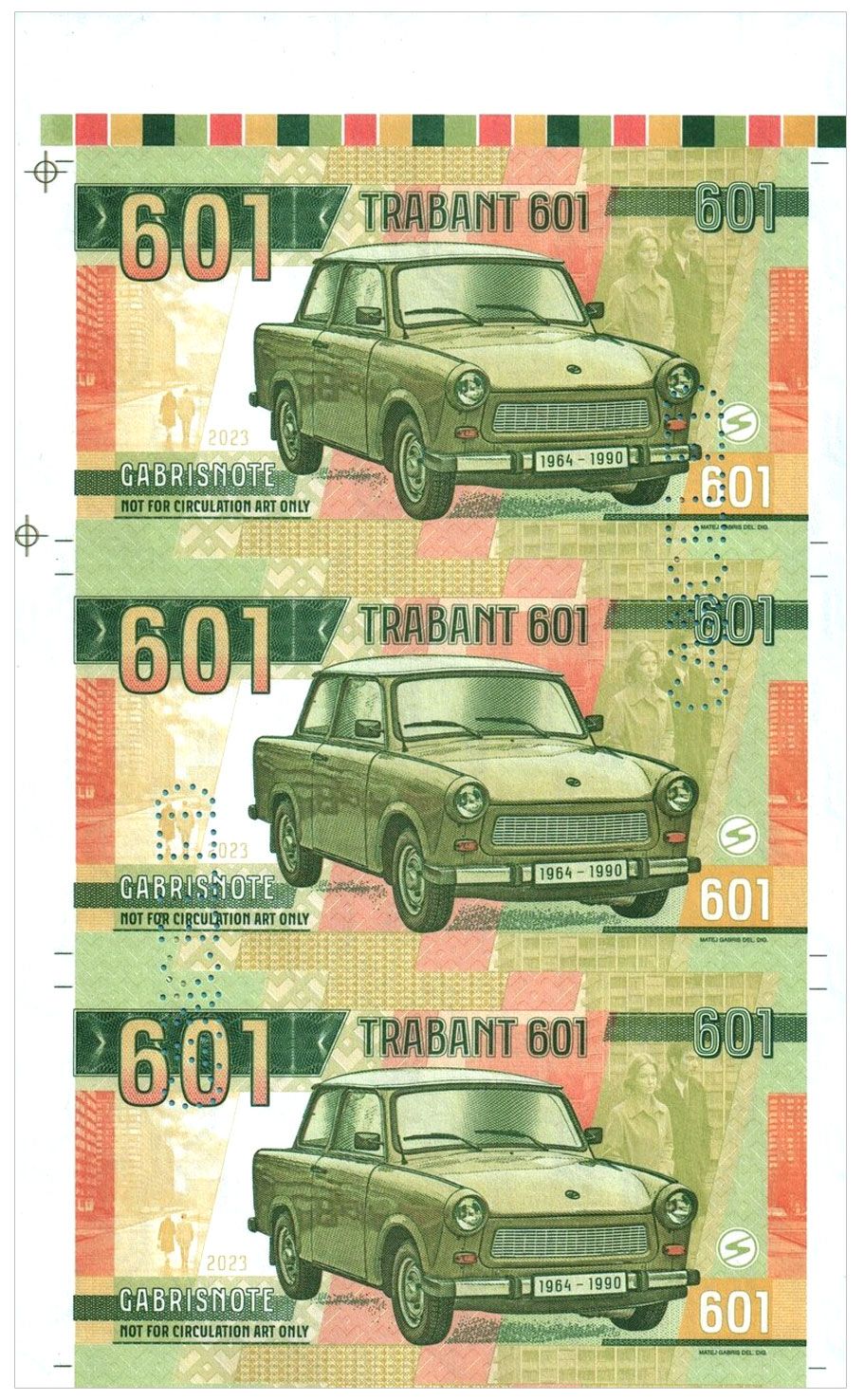 2023/07g Samochody socjalizmu Trabant 601 (arkusz) + perforacja CANCELED